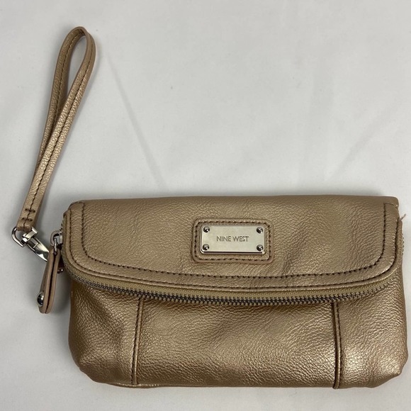 Nine west metallic Gold wristlet - Picture 1 of 5